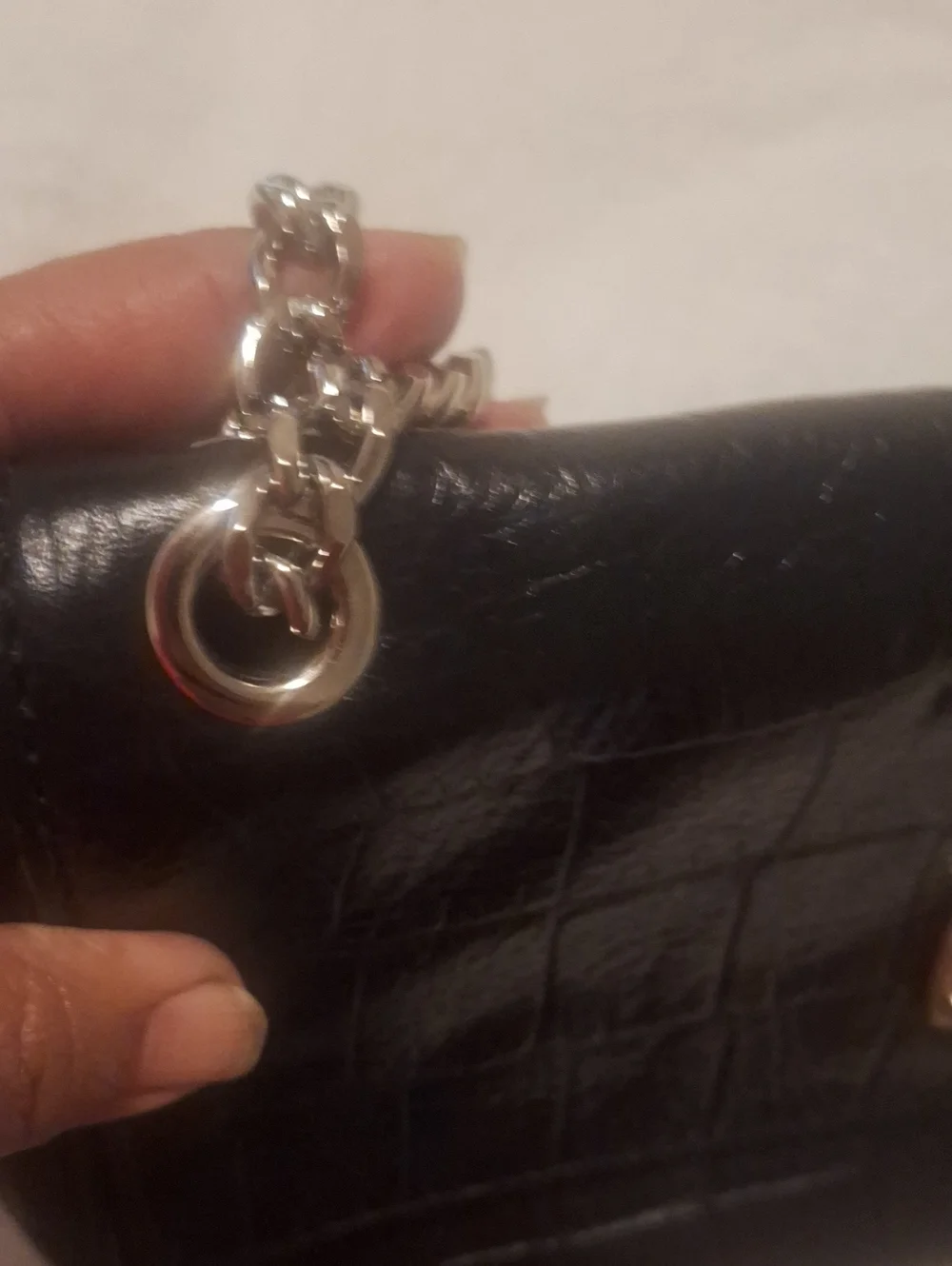 Black Quilted Leather Chain-Handle Shoulder Bag